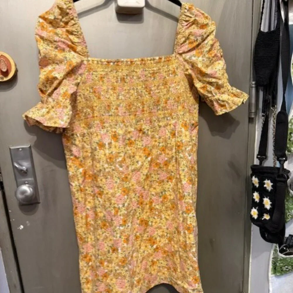 Retro & Other Stories cotton floral printed smock mini dress in multi - Picture 8 of 16